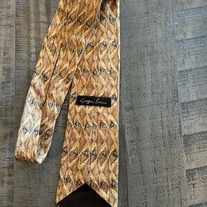 Geoffrey Beene Gold and Black Geometric Tie 100% Silk